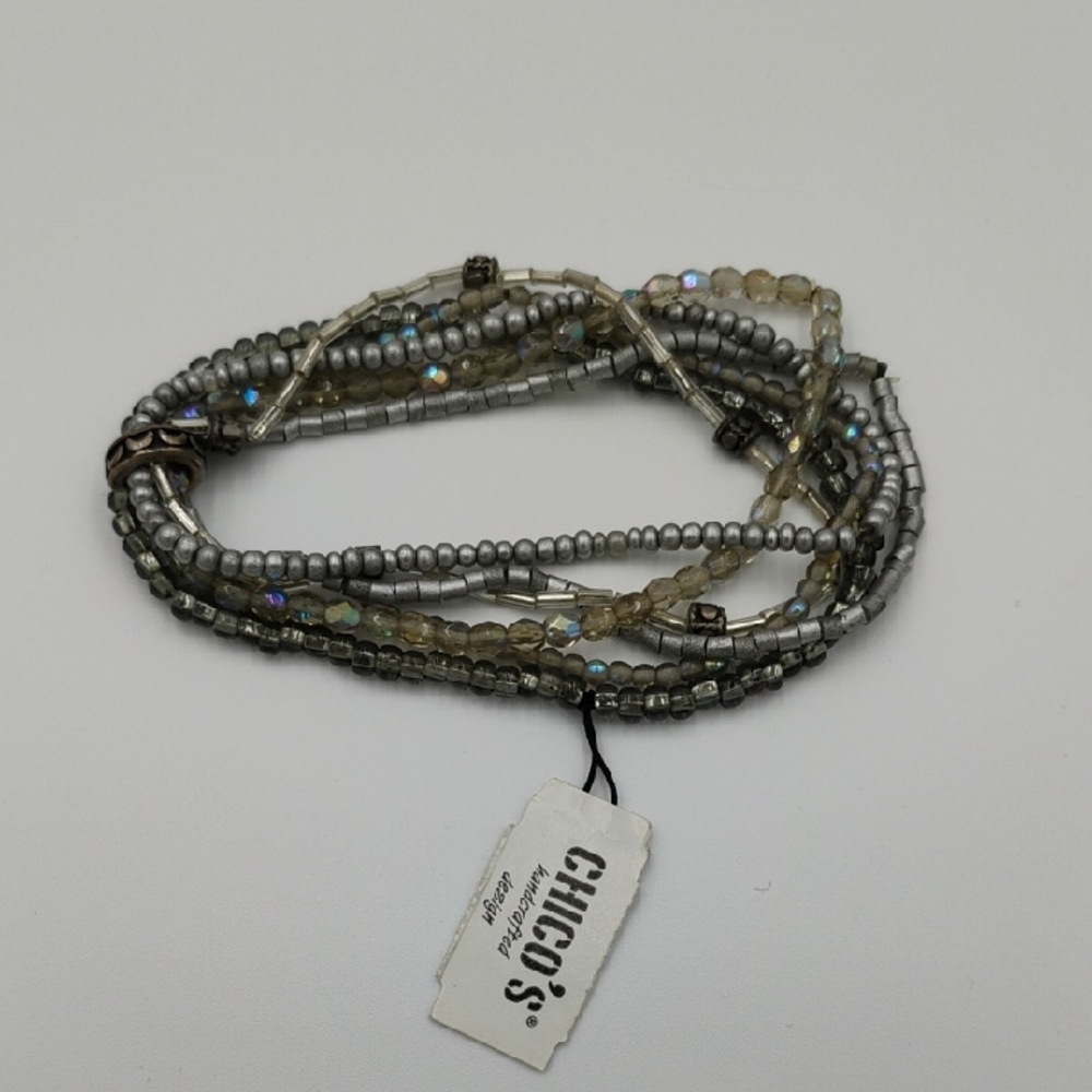 Chico's Multi-Strand Gray Beaded Bracelet - Picture 2 of 2